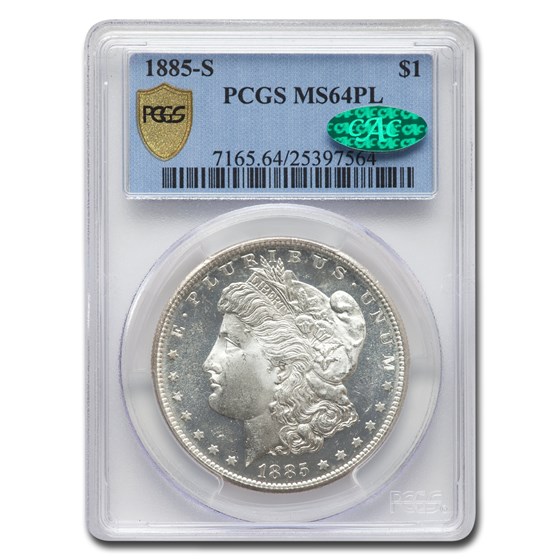 1885-S Morgan Dollar MS-64 PCGS CAC (PL) 1885-S Morgan Dollar MS-64 PCGS CAC (PL)
