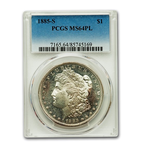 1885-S Morgan Dollar MS-64 PCGS (PL) 1885-S Morgan Dollar MS-64 PCGS (PL)