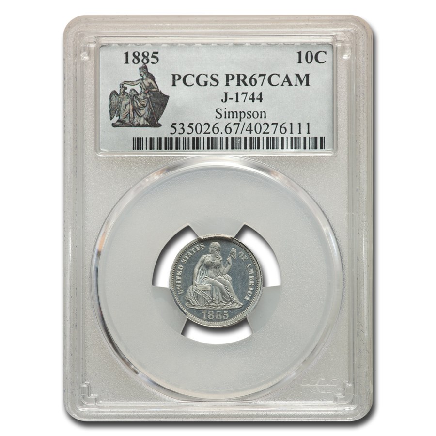 1885 Ten Cent Pattern PR-67 Cameo PCGS (J-1744)