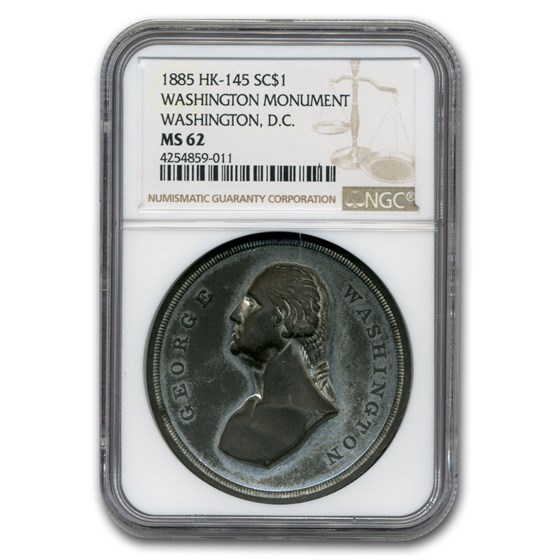 1885 Washington Monument Medal MS-62 NGC (White Metal) 1885 Washington Monument Medal MS-62 NGC (White Metal)