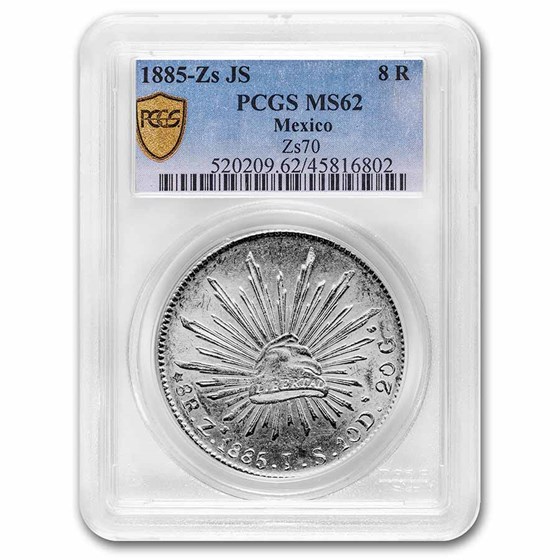 1885-Zs JS Mexico Silver 8 Reales MS-62 PCGS