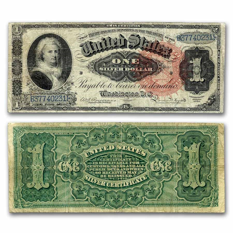 1886 $1.00 Silver Certificate Martha Washington Fine (Fr#217)