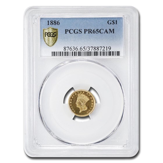 1886 $1 Indian Head Gold Dollar PR-65 Cameo PCGS 1886 $1 Indian Head Gold Dollar PR-65 Cameo PCGS