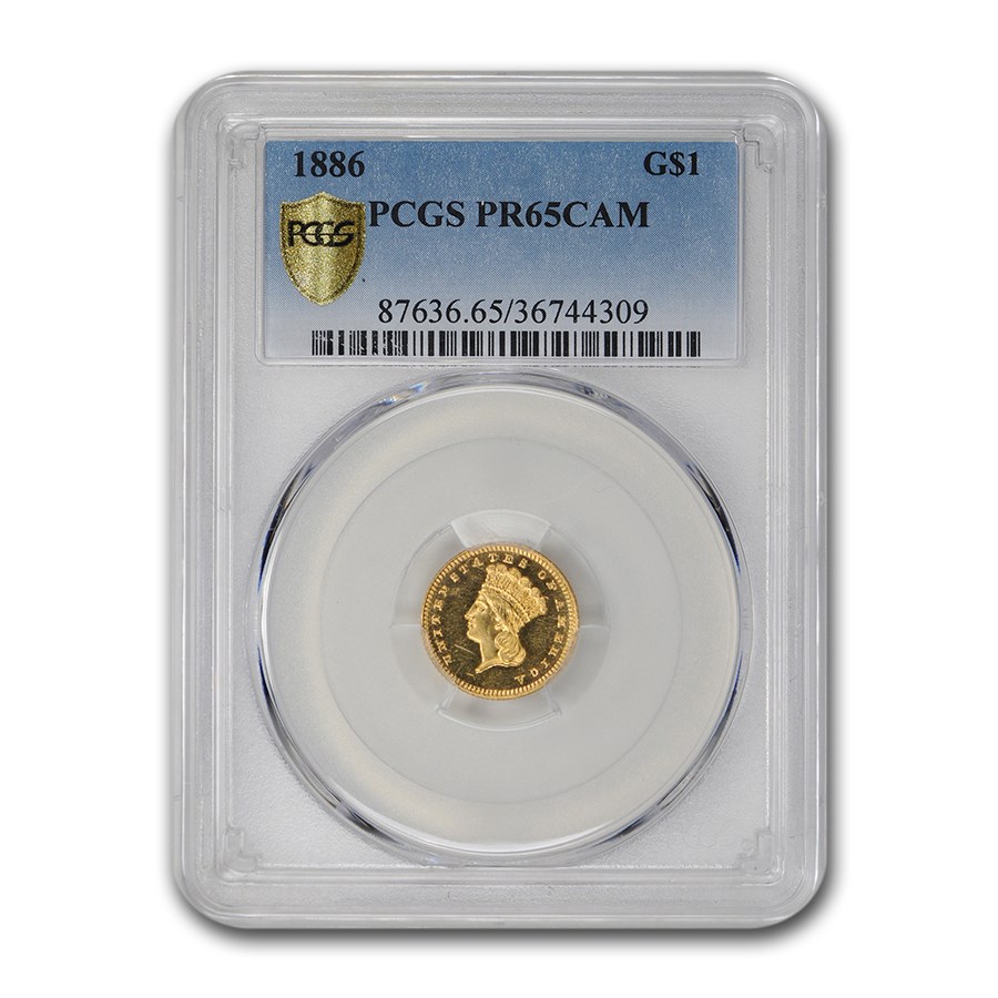 1886 $1 Indian Head Gold Dollar PR-65 Cameo PCGS