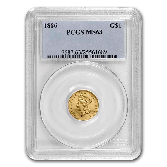 1886 $1 Indian Head Gold MS-63 PCGS