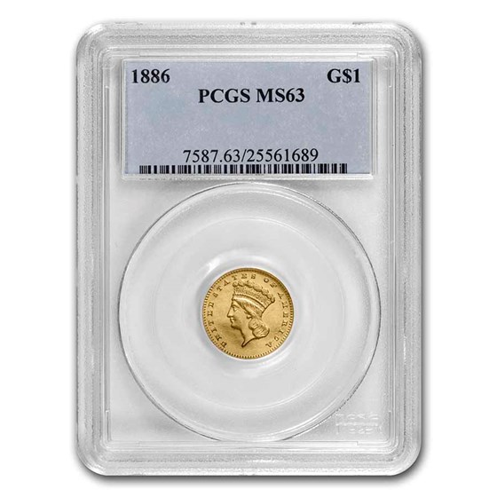1886 $1 Indian Head Gold MS-63 PCGS 1886 $1 Indian Head Gold MS-63 PCGS