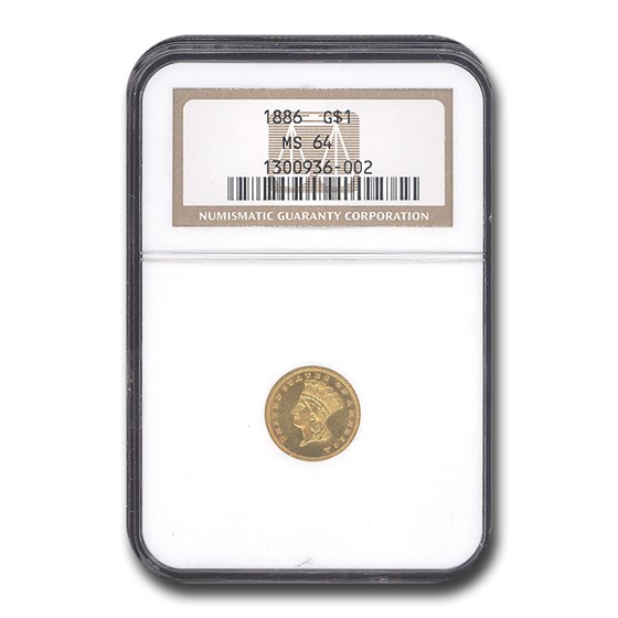 1886 $1 Indian Head Gold MS-64 NGC 1886 $1 Indian Head Gold MS-64 NGC