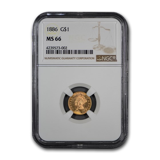 1886 $1 Indian Head Gold MS-66 NGC 1886 $1 Indian Head Gold MS-66 NGC