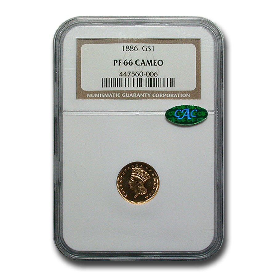 1886 $1 Indian Head Gold PF-66 Cameo NGC CAC