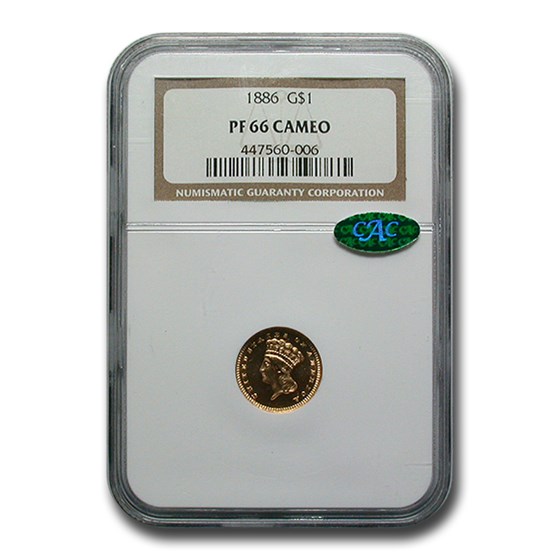 1886 $1 Indian Head Gold PF-66 Cameo NGC CAC 1886 $1 Indian Head Gold PF-66 Cameo NGC CAC