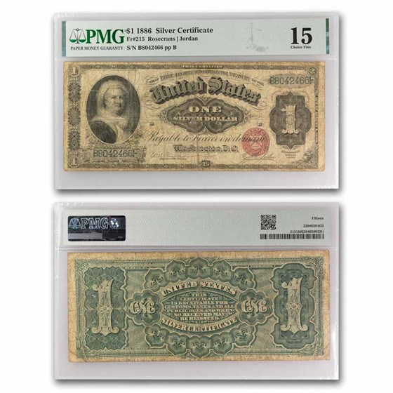 1886 $1 Silver Certificate Martha Washington F-15 PMG (Fr#215) 1886 $1 Silver Certificate Martha Washington F-15 PMG (Fr#215)