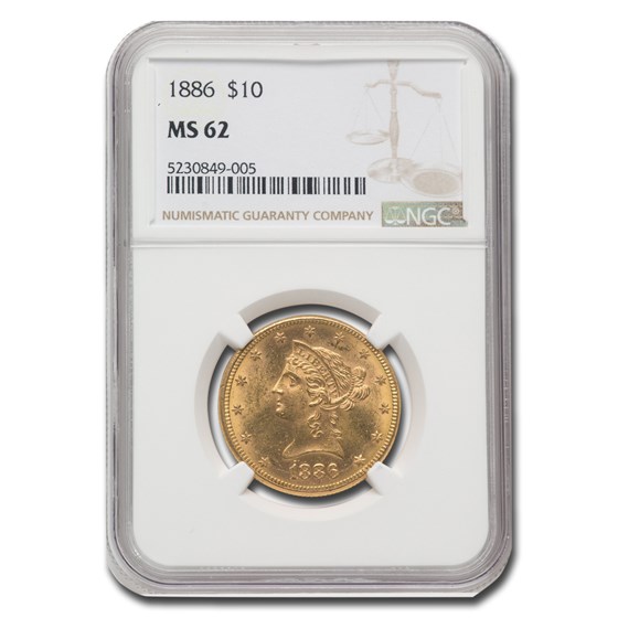 1886 $10 Liberty Gold Eagle MS-62 NGC 1886 $10 Liberty Gold Eagle MS-62 NGC
