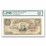 1886 $10 Silver Cert. Hendricks Tombstone F-12 PMG (Fr#295)