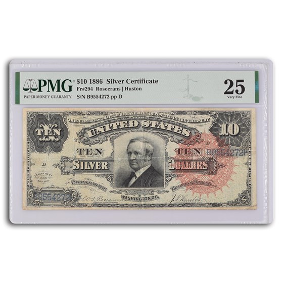1886 $10 Silver Cert. Hendricks Tombstone VF-25 PMG (Fr#294) 1886 $10 Silver Cert. Hendricks Tombstone VF-25 PMG (Fr#294)