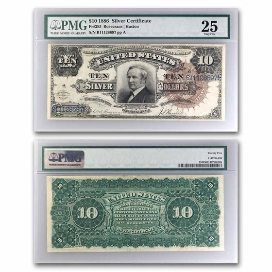 1886 $10 Silver Cert. Hendricks Tombstone VF-25 PMG (Fr#295) 1886 $10 Silver Cert. Hendricks Tombstone VF-25 PMG (Fr#295)