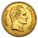 1886-1889 Venezuela Gold 100 Bolivares Avg Circ (Random)