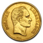 1886-1889 Venezuela Gold 100 Bolivares Avg Circ (Random)