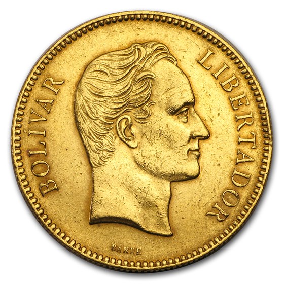1886-1889 Venezuela Gold 100 Bolivares Avg Circ (Random) 1886-1889 Venezuela Gold 100 Bolivares Avg Circ (Random)