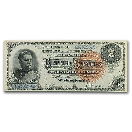 1886 $2.00 Silver Certificate Winfield Scott Hancock AU 1886 $2.00 Silver Certificate Winfield Scott Hancock AU