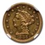 1886 $2.50 Liberty Gold Quarter Eagle AU-55 NGC (PL)