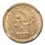 1886 $2.50 Liberty Gold Quarter Eagle AU-58 NGC