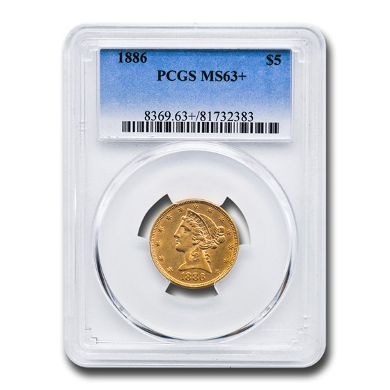 1886 $5 Liberty Gold Half Eagle MS-63+ PCGS 1886 $5 Liberty Gold Half Eagle MS-63+ PCGS
