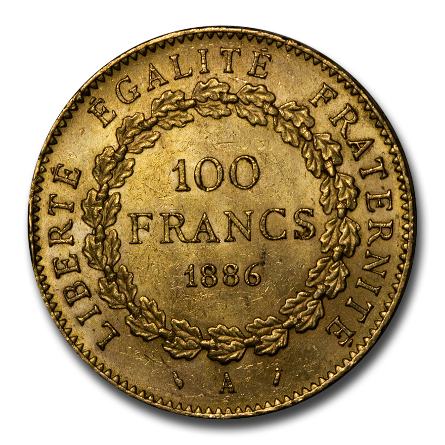 Buy 1886-A France Gold 100 Francs Lucky Angel BU | APMEX