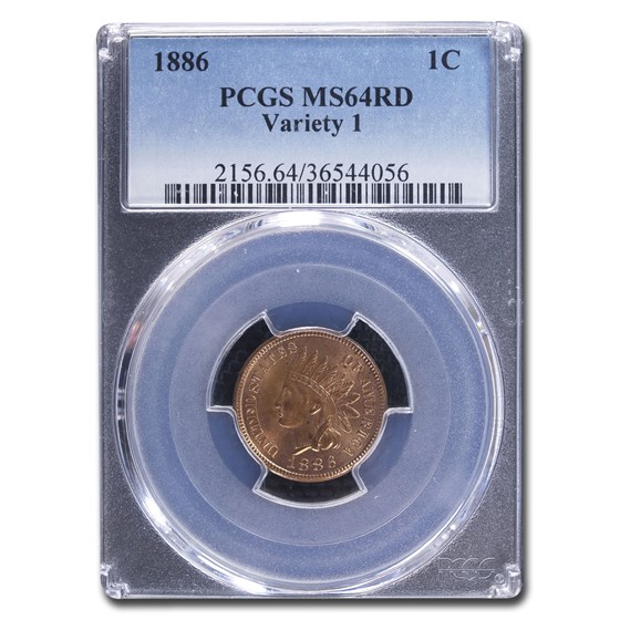 1886 Indian Head Cent MS-64 PCGS (Red, Variety 1) 1886 Indian Head Cent MS-64 PCGS (Red, Variety 1)