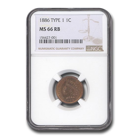 1886 Indian Head Cent MS-66 NGC (Red/Brown)