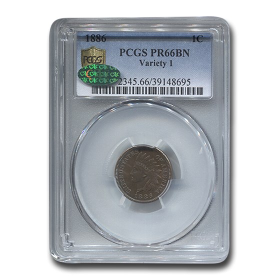 1886 Indian Head Cent PR-66 PCGS CAC (Brown, Variety 1) 1886 Indian Head Cent PR-66 PCGS CAC (Brown, Variety 1)
