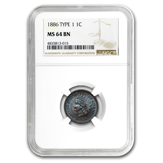 1886 Indian Head Cent Type-I MS-64 NGC (Brown) 1886 Indian Head Cent Type-I MS-64 NGC (Brown)