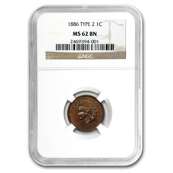 1886 Indian Head Cent Type-II MS-62 NGC (Brown) 1886 Indian Head Cent Type-II MS-62 NGC (Brown)