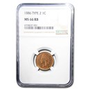 1886 Indian Head Cent Type-II MS-66 NGC (Red/Brown)