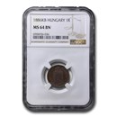 1886-KB Hungary Kreuzer MS-64 NGC (Brown)