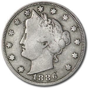 1886 Liberty Head V Nickel Fine
