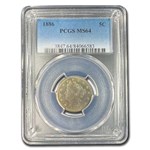1886 Liberty Head V Nickel MS-64 PCGS