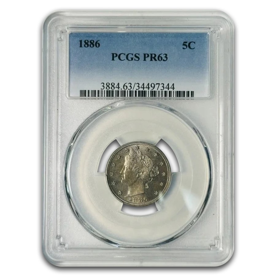 1886 Liberty Head V Nickel PR-63 PCGS