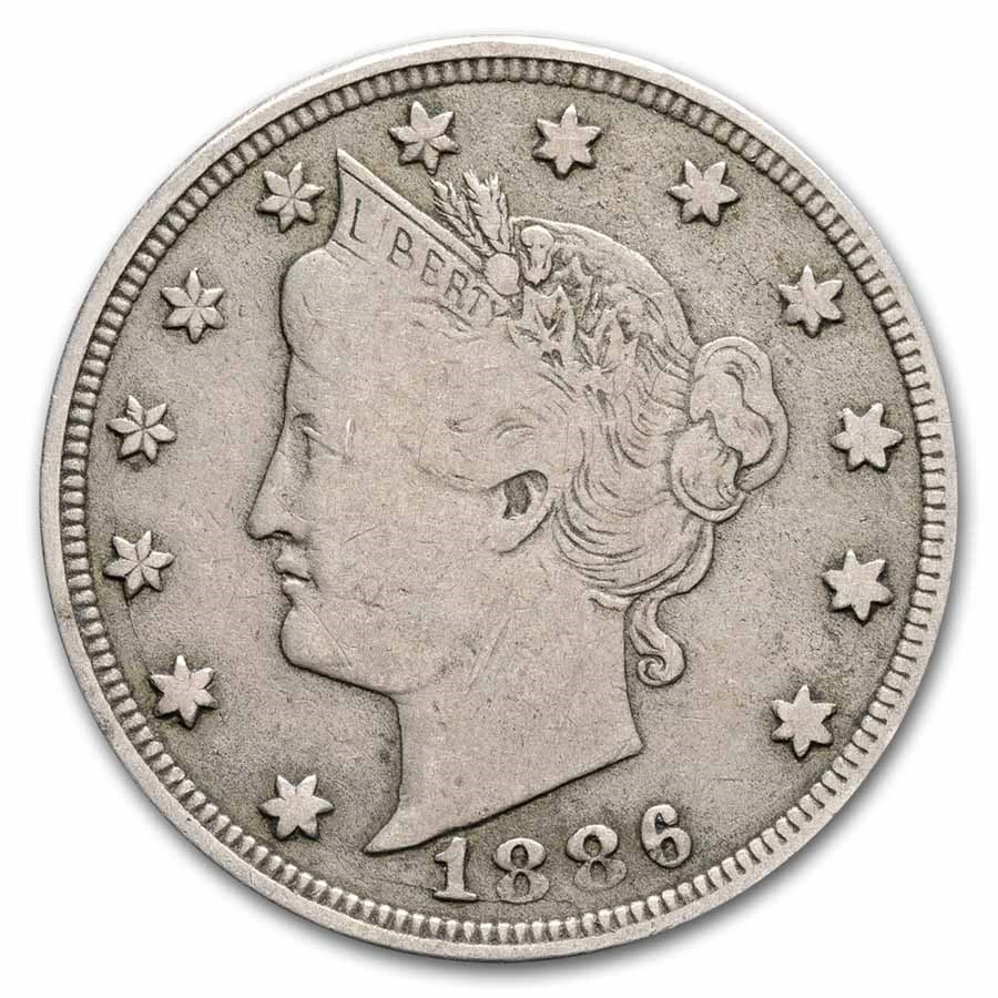 1886 Liberty Head V Nickel VF