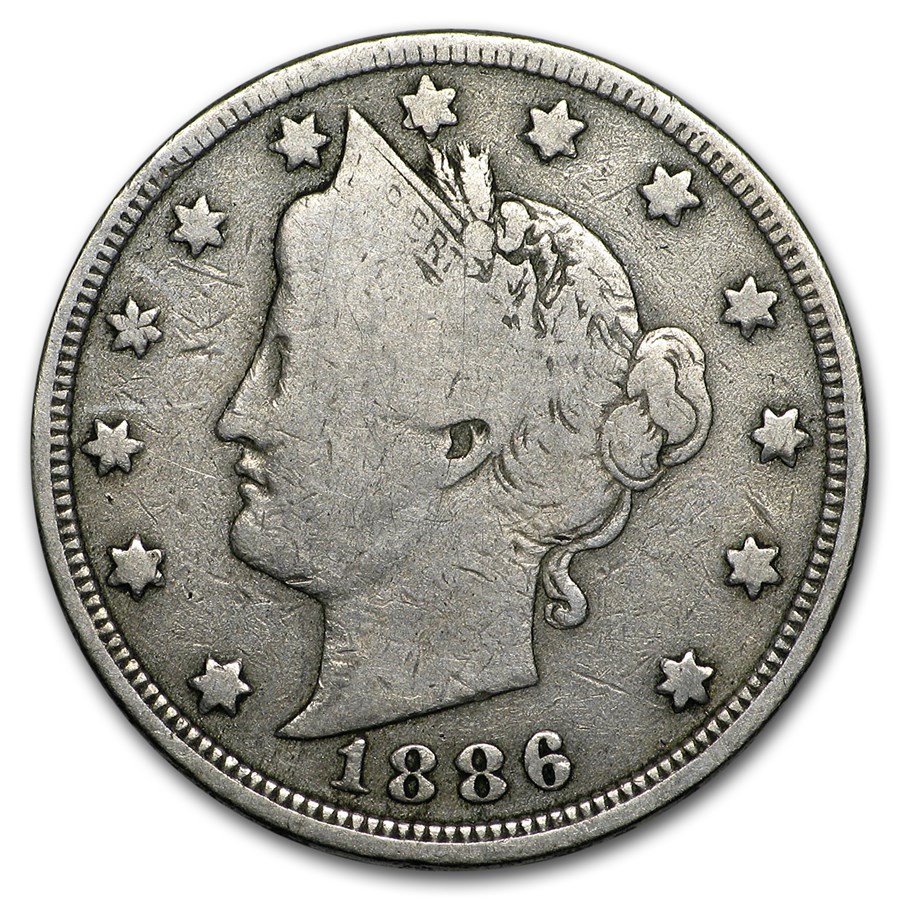 1886 Liberty Head V Nickel VG