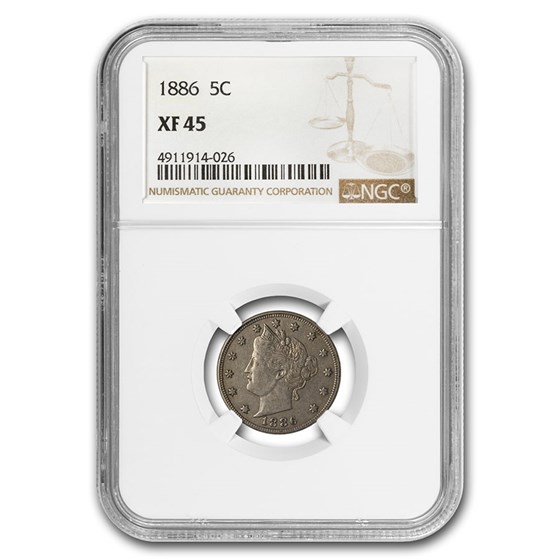 1886 Liberty Head V Nickel XF-45 NGC 1886 Liberty Head V Nickel XF-45 NGC