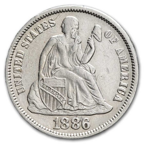 1886 Liberty Seated Dime AU