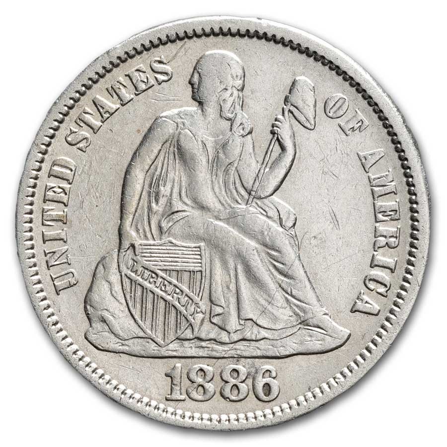 1886 Liberty Seated Dime AU