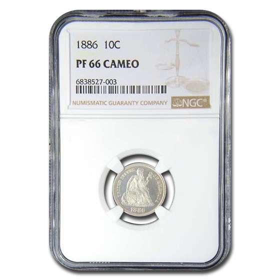 1886 Liberty Seated Dime PF-66 Cameo NGC 1886 Liberty Seated Dime PF-66 Cameo NGC