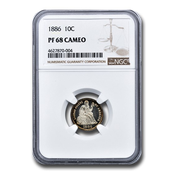 1886 Liberty Seated Dime PF-68 Cameo NGC 1886 Liberty Seated Dime PF-68 Cameo NGC