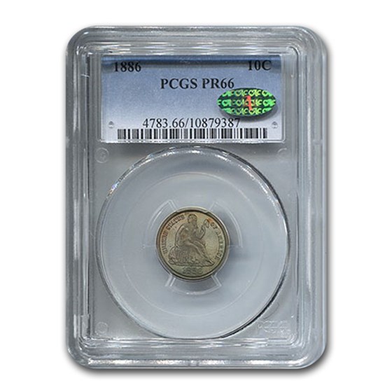 1886 Liberty Seated Dime PR-66 PCGS CAC 1886 Liberty Seated Dime PR-66 PCGS CAC