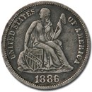 1886 Liberty Seated Dime XF