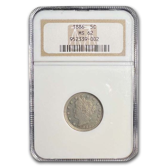 1886 Liberty V Nickel MS-62 NGC 1886 Liberty V Nickel MS-62 NGC