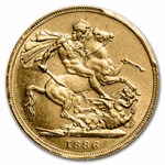 1886-M Australia Gold Sovereign Victoria AU-58 PCGS