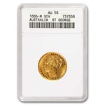 1886-M Australia Gold Sovereign Young Victoria AU-58 ANACS