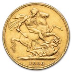 1886-M Australia Gold Sovereign Young Victoria XF